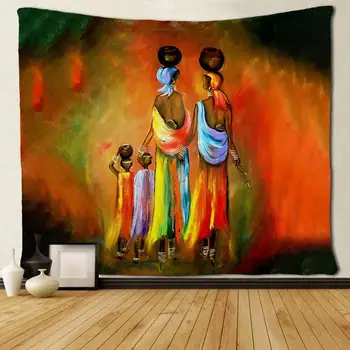 Africkej Ženy a Deti, Čierna mágia Afro Tapisérie Hippie Umenie Stene Visí