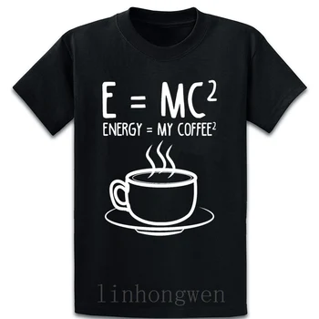 Káva Tričko Na Kávu Milenca E Mc2 Energie Moje tričko Fit Jar Jeseň Základný Trend O-Krku bavlna Projektovanie Trend tričko