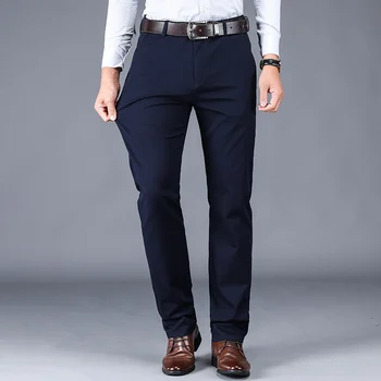 4 farby 98% čistej bavlny 2020 nový štýl mužov boutique klasické rovné voľné vysoký pás kvalitné elastické bežné nohavice