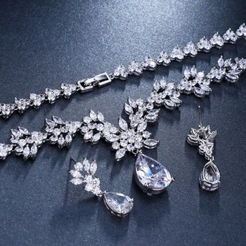 Emmaya Luxusné Crystal Svadobné Svadobné Šperky Sady Strieborná Farba Drahokamu Svadobné Šperky, Náhrdelníky Sady pre Ženy