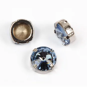 YANRUO 1122 Light Sapphire Všetkých Veľkostí Rivoli Sklenené Kamene Bod Späť Kamienkami Šitie Crystal Kamienkami Na Šaty