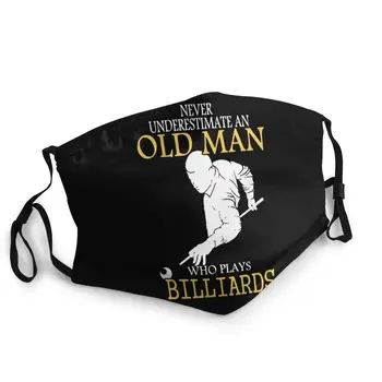 Nikdy Nepodceňujte Biliard Starý Muž, Ktorý Play Billards Opakovane Tvár, Ústa Maska Vintage Štýl