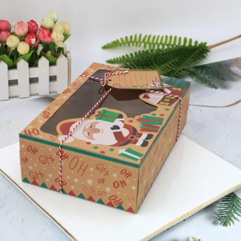 3/6/12Pcs/Pack Vianočné Cookie Boxy Pekáreň Darčekové Krabice Kraft Papier, papierové Krabice Veľké Veľkosti Cupcake Candy Muffin Balenie Strana