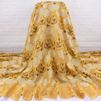 Zhenguiru Bright Gold Diamond Afriky, Tkaniny, Výšivky Swiss Voile Textílie Krásny Kvet Nigéria Textílie Pre Ženy Strany A1973