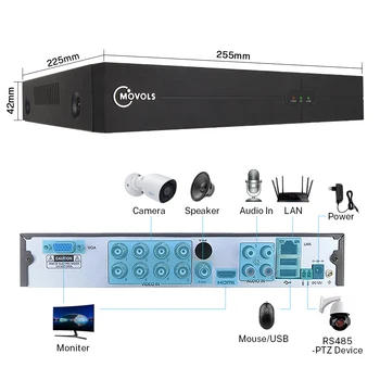 MOVOLS 4K Ultra HD Video monitorovací Systém 8CH H. 265 DVR 8MP 8PCS kamerovým Systémom INFRAČERVENÉ Nočné Videnie Nepremokavé CCTV Auta