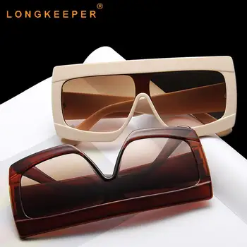 LongKeeper Nadrozmerné Okuliare Ženy Veľké Námestie Slnečné Okuliare Luxusné Retro Okuliare Dámy UV400 Strany Cestovné Gafas de sol