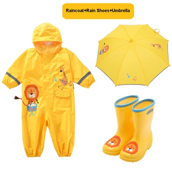 Roztomilý Jeden Kus Dážď Nohavice Deti Tlač Cartoon Pršiplášť Žltá Nepremokavé Dážď Pončo Kabát Chlapcov A Dievčatá Rainproof Kabát