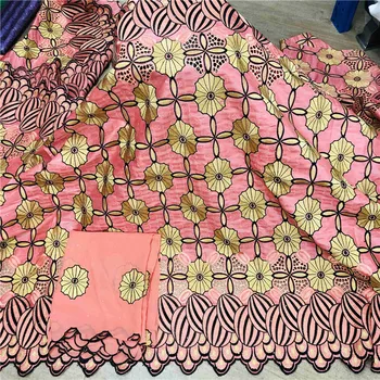 Africké bazin riche textílie s brode Najnovšie módne výšivky bazin čipky textílie s netto čipky 7 metrov HL053001
