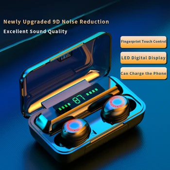 Zbrusu nový F9 TWS Bezdrôtové Slúchadlá Bluetooth5.0 slúchadlá HiFi IPX7 Vodotesné slúchadlá Touch Ovládania Slúchadlá pre šport