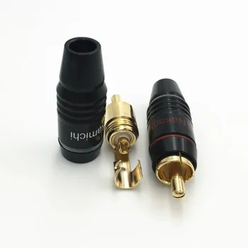 4Pcs Mosadz Nakamichi RCA Samec Konektor Jack Audio Kábel Spájky, Zlaté á Konektor Kábla 6 mm