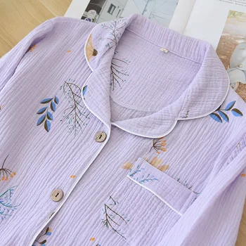2021 nové jar a na jeseň dámske pyžamá zo bavlny dlhým rukávom domáce oblečenie fialová levandule jednoduché pyžamo set ženy, plus veľkosť