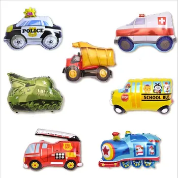 Narodeninová Párty Dekorácie Cartoon Baby Sprcha Auto Fire Truck Vlak Ambulancie Hliníkovej Zliatiny Balón