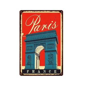 Svetoznámej Cestovného Ruchu Mesta Rím, Paríž, Londýn Klasickej Architektúry Retro Prispôsobiteľné Dekoratívne Kovové Doska Tin Farba Tin Prihlásiť
