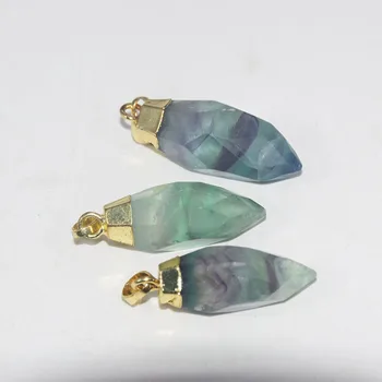 Rainbow Čakra fluorite crystal kameň prívesok pre ženy kúzlo prírodných quartz dlho obrovský zlatenie gem bullet šperky robiť