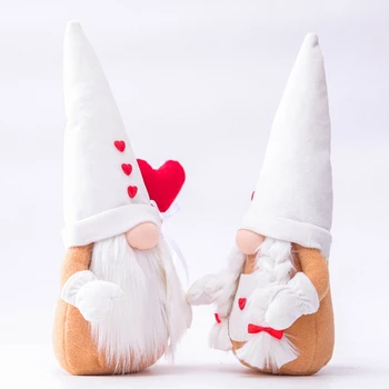Šťastný Valentín Červená Láska Srdce Anonymný Gnome Ručné švédsky Tomte Oblečenie pre Bábiky Sviatok Valentína, Vianoce, Výzdoba