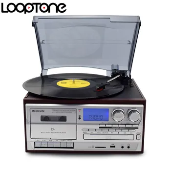 LoopTone 3 Rýchlosti, Bluetooth Gramofónu Vinyl LP Record Player Vintage Gramophone Phono, CD a Kazety FM/AM Rádio USB Rekordér