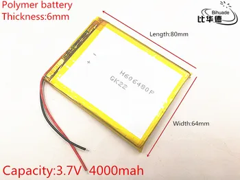 3.7 V,4000mAH,606480 PLIB; polymer lithium ion / Li-ion batéria pre GPS,mp3,mp4,mp5,