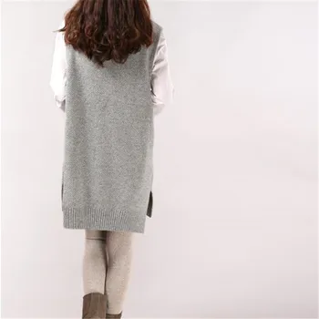2019 Jeseň zima tvaru farbou voľné vrecku sveter žien bunda dlhej časti veľkej veľkosti vesta klesnutie sveter žena