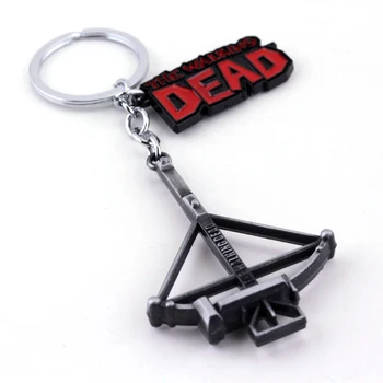 Veľkoobchod Šperky Walking Dead Keychain Daryl Dixon Kuše prívesok na Logo Black 7 cm Metal Keychains Mužov keyring kľúča držiteľa