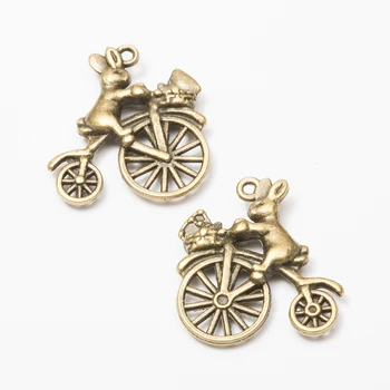 25 kusov retro kovové zliatiny zinku králik, jazda na bicykli prívesok pre DIY handmade šperkov náhrdelník, takže 7601