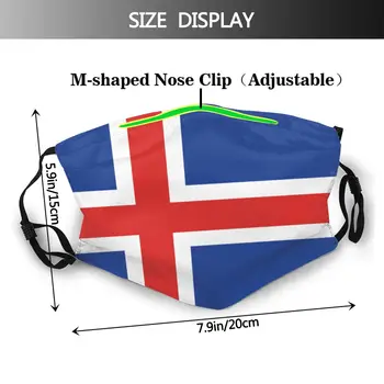 Island Vlajka Opakovane Trendy Úst Tvár Masku s filtrom Vetru odolný proti otrasom, prachu Polyester ochranný Kryt Respirátor pre Mužov, Ženy