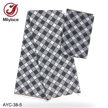 Nové Čiernej a Bielej Tlače Modálne Satin Textílie 4 metrov+ Digitálny Africkej Tlače Šifón Textílie 2 yardy na oblečenie AYC-38