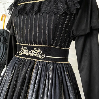 Gotický palác sladká princezná lolita šaty vintage jeseň vysoký pás tlač viktoriánskej šaty kawaii dievča gothic lolita cos loli