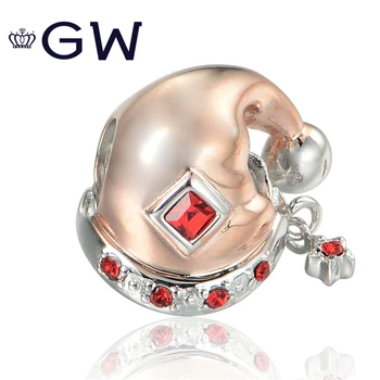 Zimné Klobúk Charms Silver Rose Gold Farebné Korálky Fit Originálny Náramok, Prívesok, Šperky, Vianočné Darčeky WG-E029
