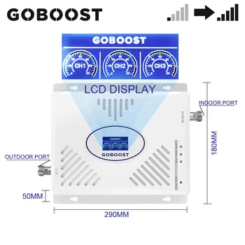 GOBOOST Celulárnej Repeater 2g, 3g, 4g siete GSM 850 MHz (B5) LTE 1800MHz (B3) 2100 MHz (B1) Tri Pásma Signálu Zosilňovač, Booster