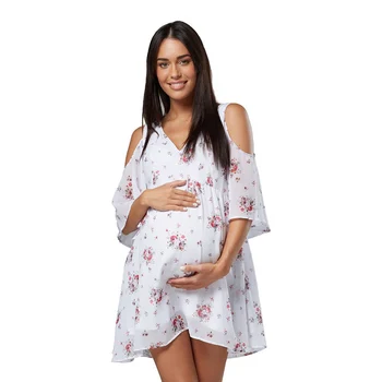 2019 Matiek Šaty Tehotné Ženy Krátke Rukávy Off-ramenný Šaty Tehotenstva Oblečenie Žien Veľké Veľkosti, Ležérne tvaru Dresse