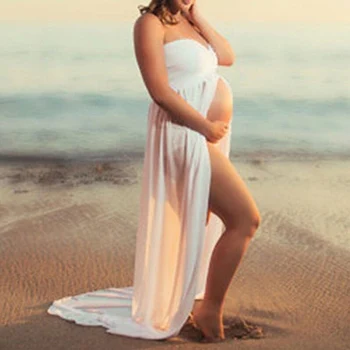Štrbinové-Predné Tehotné Materskej Šaty Na Tehotenstvo, Tehotné Oblečenie Maxi Šaty Žien Sexi Fotenie Fotografovanie Rekvizity, Oblečenie
