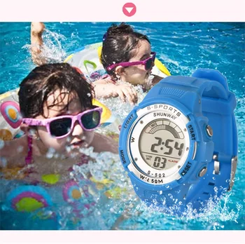 Plávanie Deti Sledovať Digitálne Pohyb Elektronické Hodinky Tlačidlo Práca pod vodou Vodotesné 50M Farebné Športu Detí Hodiny 502