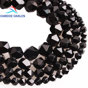 CAMDOE DANLEN Prírodné Carnelia Kameň Tvárou Black Agates Onyx Voľné Korálky 6 8 10 12 MM Nosenie Diy Korálky, Ručne vyrábané Šperky Robiť