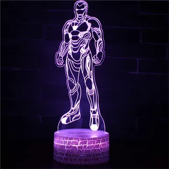 Marvel Obrázok Avengers Iron Man 3D LED Svetlo 7/16 Farby LED Nočné Svetlo pre Deti detský Pohode Narodeniny Vianočný Darček Hračky