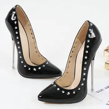 Ženy vysoké podpätky 16 cm nit lakovanej kože lady čerpadlá topánky stiletto päty zobraziť model ženské topánky veľkosť 46 strana sexy žena topánky