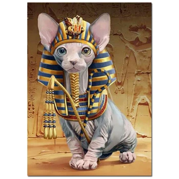 Plné Námestia/kolo Vŕtať Egyptský mačka Mozaikové umenie Diy 5D diamond maľovanie kráľovná Diamond Výšivky predaj Cross Stitch súpravy JS5516