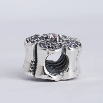Nové 925 sterling silver pripraviť primrose zobrazili kľúčové tlačidlá s ružovými & fialová cz korálky Fit Pôvodnej Značky Kúzlo Náramok šperky HH063