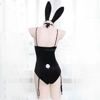 Japonský Sexy Bunny Dievča Sleepwear Vyhovovali Ženy Ženy Cosplay Kostým Jumpsuit Velvet Bielizeň Nightdress Mačka Žena Kostým
