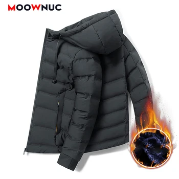 Mens kabát Zahustiť Bunda Bežné Vetrovka Muž Klobúky 2020 Outwear Nepremokavé Nové Jesenné Zimné Tepelné Homme Coats 4XL MOOWNUC