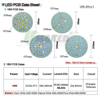 UMAKED 18W 120mm SMD5730 Svetlo PCB Žiarovka Reflektor LED Downlight Zdroj Inštalácia led Čipy Hliníkové Svietidlo tanier Teplej/Prírodná/Biela