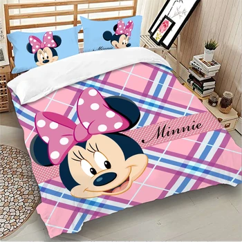 Disney Minnie Mouse posteľná bielizeň nastaviť Ružová Cartoon Perinu obliečky na Vankúše Twin Plný Kráľovná King Size deti posteľ nastaviť dropshipping