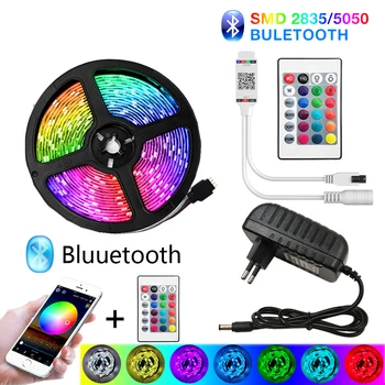 Bluetooth LED Pás Svetla 20M RGB 2835 SMD Pružný pás s nástrojmi Nepremokavé RGB LED Svetlo 5M 10 M Pásky Dióda DC 12V Bluetooth Ovládanie