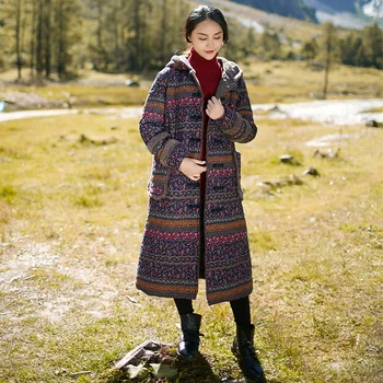 Johnature 2020 Jeseň Zima Nový Bežné Ženy Parkas Coats Vintage Voľné Golier S Kapucňou Plus Bavlna Kvality Teplé Dlhé Kabáty