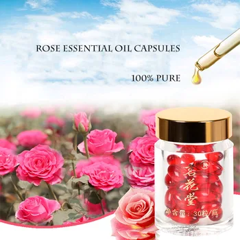 Pure Rose Esenciálny olej Kapsule Účinne Bielenie Hladké, Jemné Linky, čím zabraňuje tvorbe Vrások a Podporujú Regeneráciu Pokožky