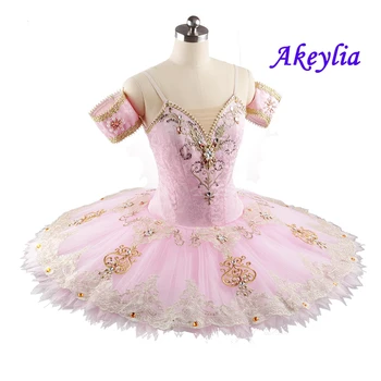 Dievčatá Ružové Klasický Balet Tutu YAGP Profesionálne Žakárové tkaniny Tanier palacinka balet Tutu vlastné pre Sugar Plum Fairy Dieťa