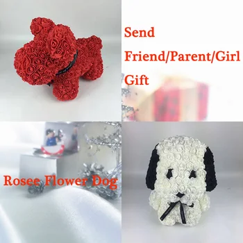 2 Druh Cartoon Rose Psa Umelé Kvety PE Ruže Kvet Psa Vianočné Darčeky pre Ženy Valentína Darček Šteňa Hračky