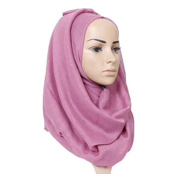 Ženy Lesk Viskóza Hidžáb Šatku Farbou Leskom Moslimské Šatky Zábal Dlho Moslimských Voile Islamskej Šály a Zábaly 180*90 cm