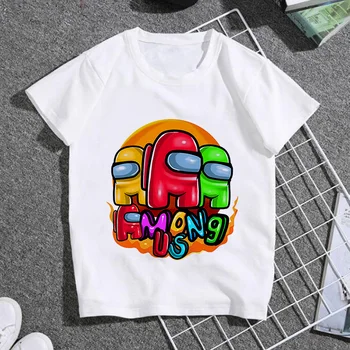 Medzi Nami Deti Hra Tlač Oblečenie Teen Zábavné Bavlna T-shirts Dieťa Krátky Rukáv Oblečenie Chlapčenské Tričká Topy Chlapci Tshirts Streetwear