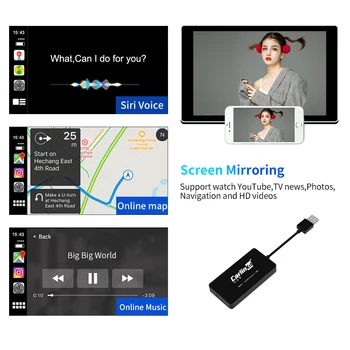 Carlinkit Bezdrôtový Carplay/Android Auto Smart Link CarPlay Dongle pre Android Navigačný Prehrávač Mini USB Carplay Mirrorlink