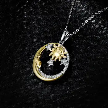 JPalace Mesiac, Slnko Strieborný Náhrdelník Prívesok 925 Sterling Silver Choker Vyhlásenie Náhrdelník Ženy Striebro 925 Šperky Č Reťazca